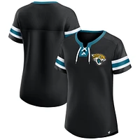 Women's Fanatics  Black Jacksonville Jaguars Lace-Up Bling T-Shirt