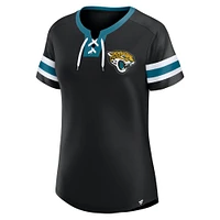 Women's Fanatics  Black Jacksonville Jaguars Lace-Up Bling T-Shirt