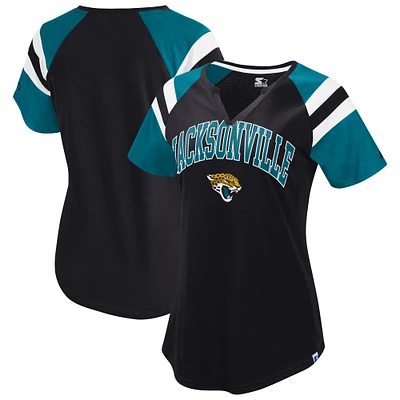 Women's Starter  Black Jacksonville Jaguars Game On Notch Neck Raglan T-Shirt