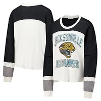 Haut court à manches longues raglan double tête crème Jacksonville Jaguars '47 pour femme