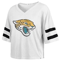 Women's '47 White Jacksonville Jaguars  Double Header Scout Cropped V-Neck T-Shirt