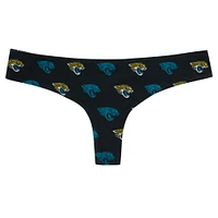 Women's Concepts Sport Black Jacksonville Jaguars Record Allover Print Knit Thong