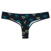 Women's Concepts Sport Black Jacksonville Jaguars Record Allover Print Knit Thong