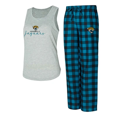 Women's Concepts Sport Gray/Teal Jacksonville Jaguars Petition Tank Top and Pants Sleep Set