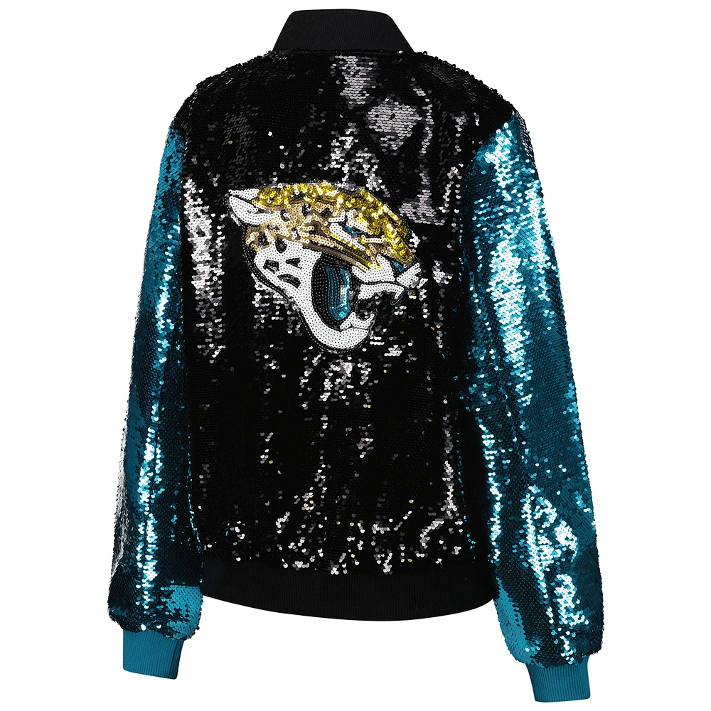 Women's Cuce Teal/Black Jacksonville Jaguars Two-Tone Team Colored Full-Zip Sequin Jacket