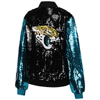 Women's Cuce Teal/Black Jacksonville Jaguars Two-Tone Team Colored Full-Zip Sequin Jacket