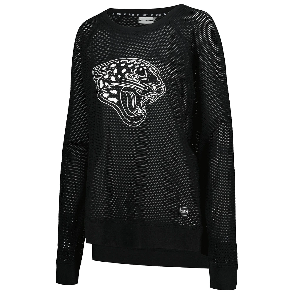 Women's DKNY Sport Black Jacksonville Jaguars Lauren Mesh Raglan Long Sleeve T-Shirt