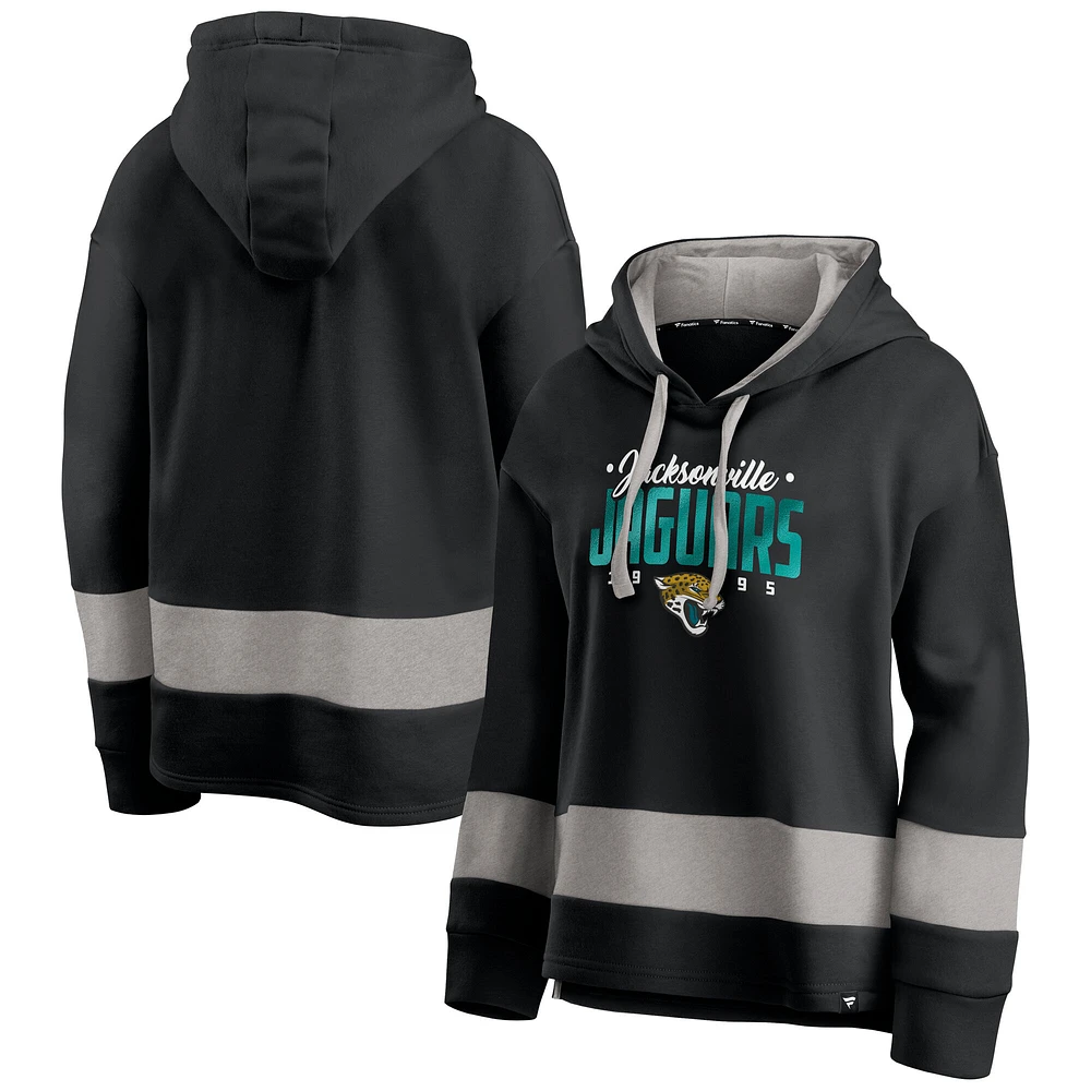 Sweat à capuche en polaire color block Huddle Up Fundamental pour femme Fanatics noir/gris Jacksonville Jaguars