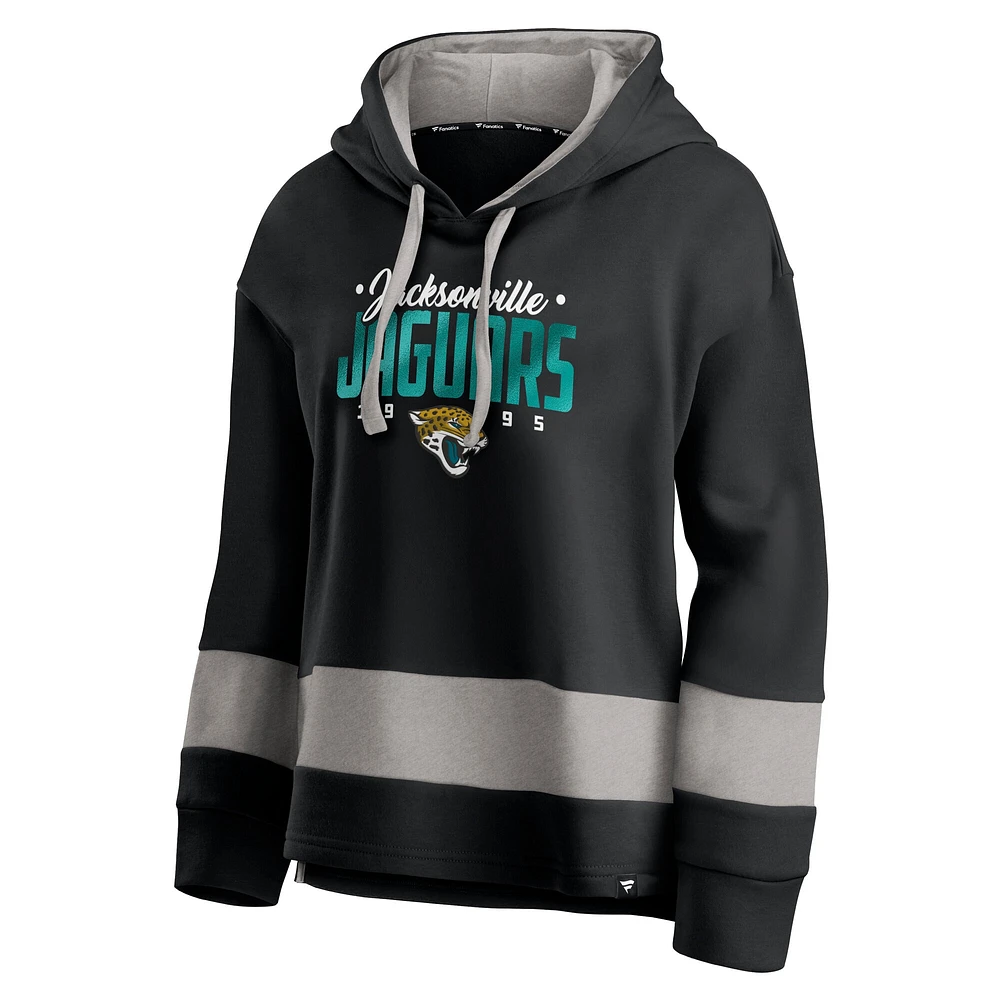 Sweat à capuche en polaire color block Huddle Up Fundamental pour femme Fanatics noir/gris Jacksonville Jaguars