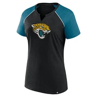 Women's Fanatics Black/Teal Jacksonville Jaguars Glittered Primary Raglan T-Shirt