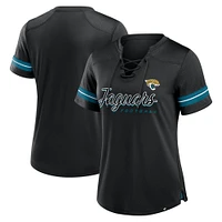 T-shirt à lacets noir Jacksonville Jaguars Play Script Fanatics pour femme