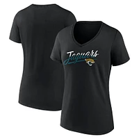 T-shirt noir à col en V Fanatics pour femmes des Jaguars de Jacksonville Slice Script