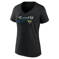 T-shirt noir à col en V Fanatics pour femmes des Jaguars de Jacksonville Slice Script