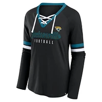 Haut tendance à manches longues lacets noir Jacksonville Jaguars Won and Done Fanatics pour femmes