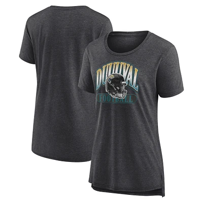 Women's Fanatics  Heather Charcoal Jacksonville Jaguars Our Pastime Tri-Blend T-Shirt