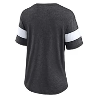 Women's Fanatics Heathered Charcoal/White Jacksonville Jaguars Distressed Team Tri-Blend V-Neck T-Shirt