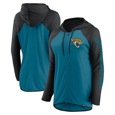 Sweat à capuche zippé intégral Jacksonville Jaguars Teal/Black Fanatics pour femme