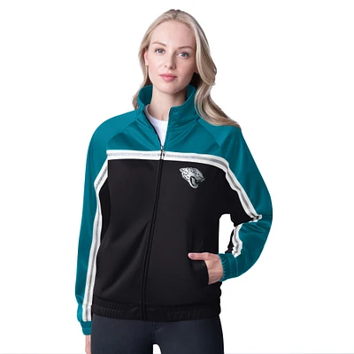 Veste de survêtement d'après-match entièrement zippée G-III 4Her par Carl Banks pour femme, noire, des Jaguars Jacksonville