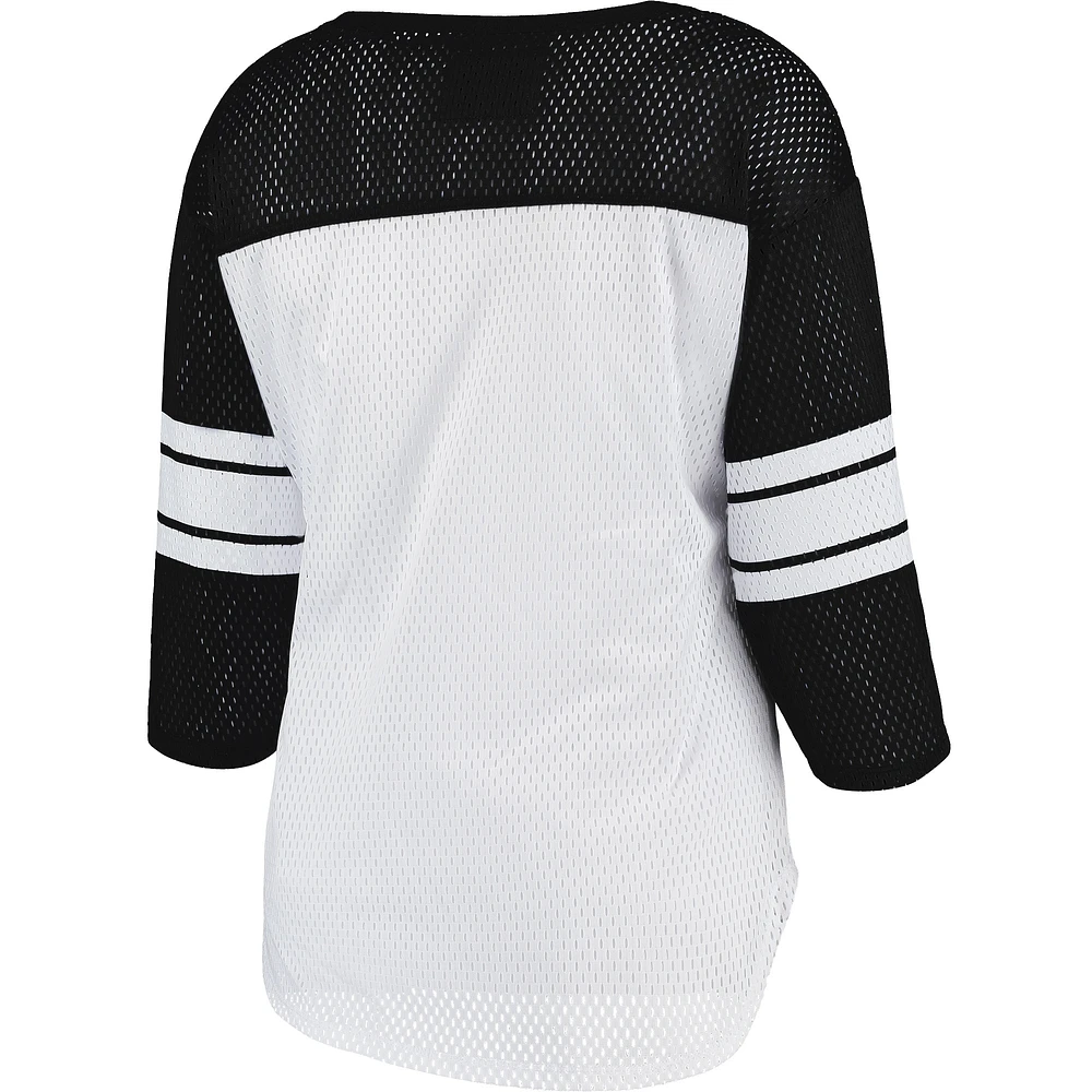 Women's G-III 4Her by Carl Banks White/Black Jacksonville Jaguars First Team 3/4-Sleeve Mesh T-Shirt