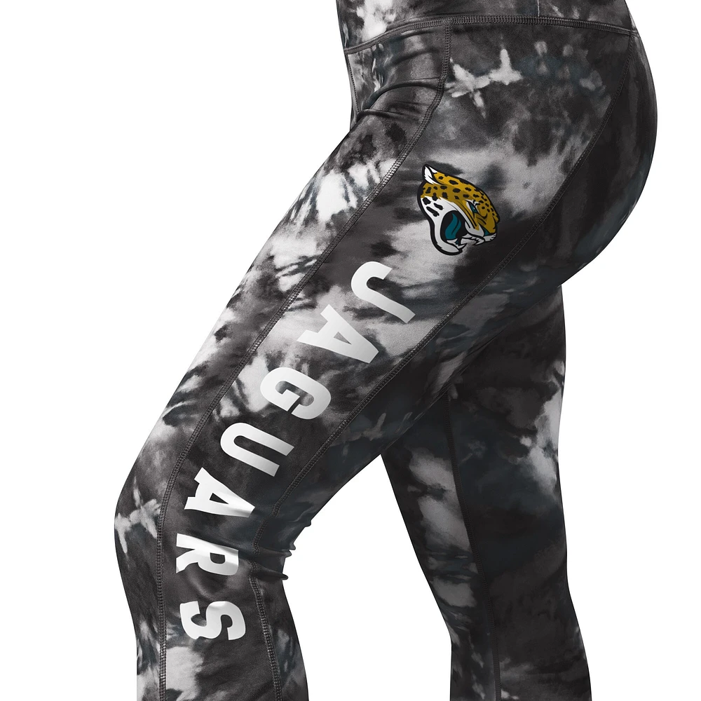 Women's MSX by Michael Strahan Black Jacksonville Jaguars Aubrey Tie-Dye Leggings