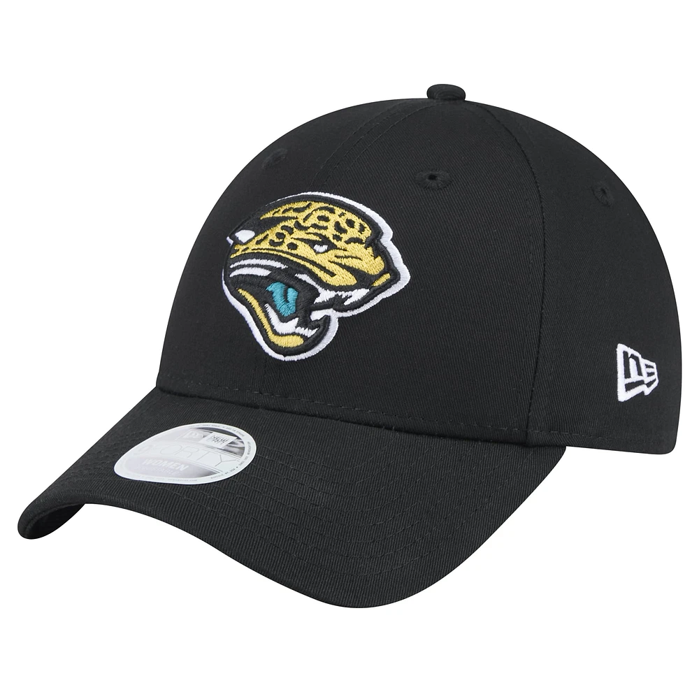 Casquette ajustable 9FORTY standard noire avec logo Throwback des Jacksonville Jaguars New Era pour femme