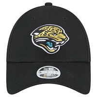 Casquette ajustable 9FORTY standard noire avec logo Throwback des Jacksonville Jaguars New Era pour femme