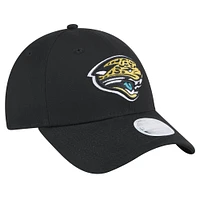 Casquette ajustable 9FORTY standard noire avec logo Throwback des Jacksonville Jaguars New Era pour femme