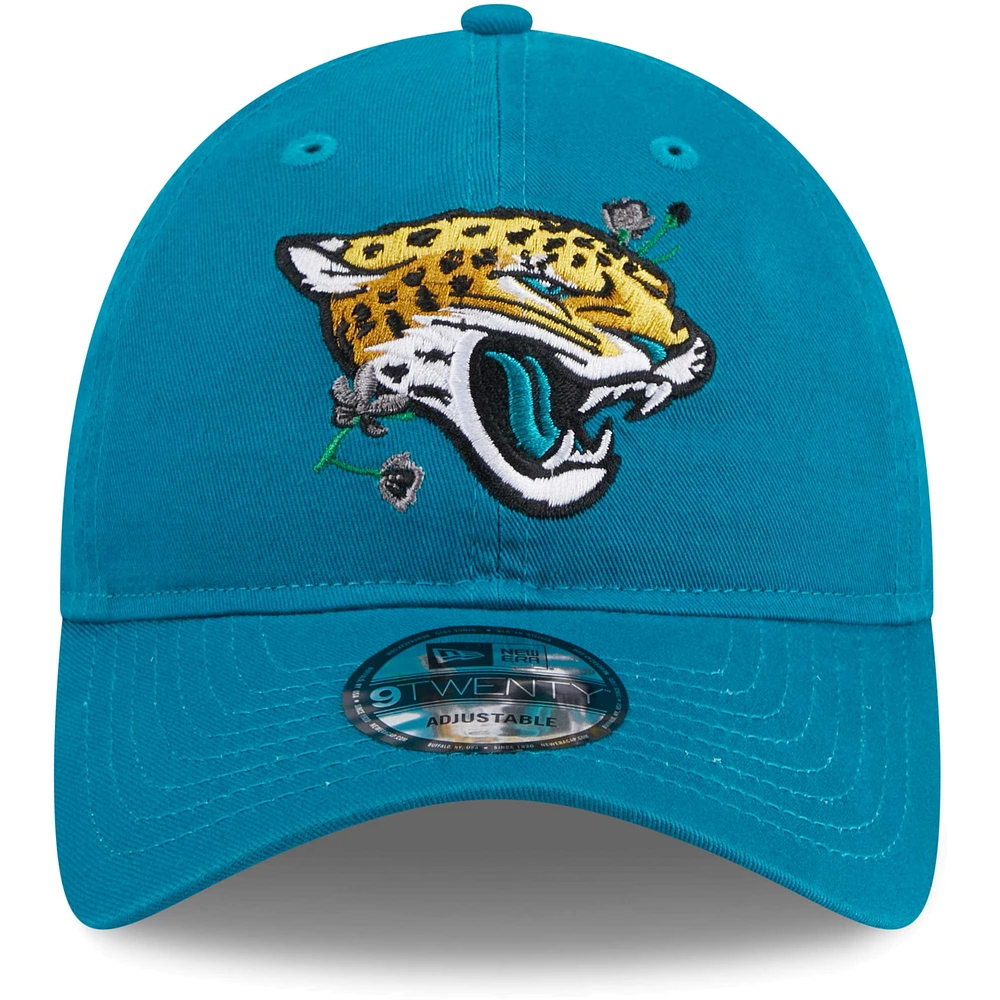 Casquette ajustable 9TWENTY Game Day Flower des Jacksonville Jaguars New Era pour femme, bleu sarcelle