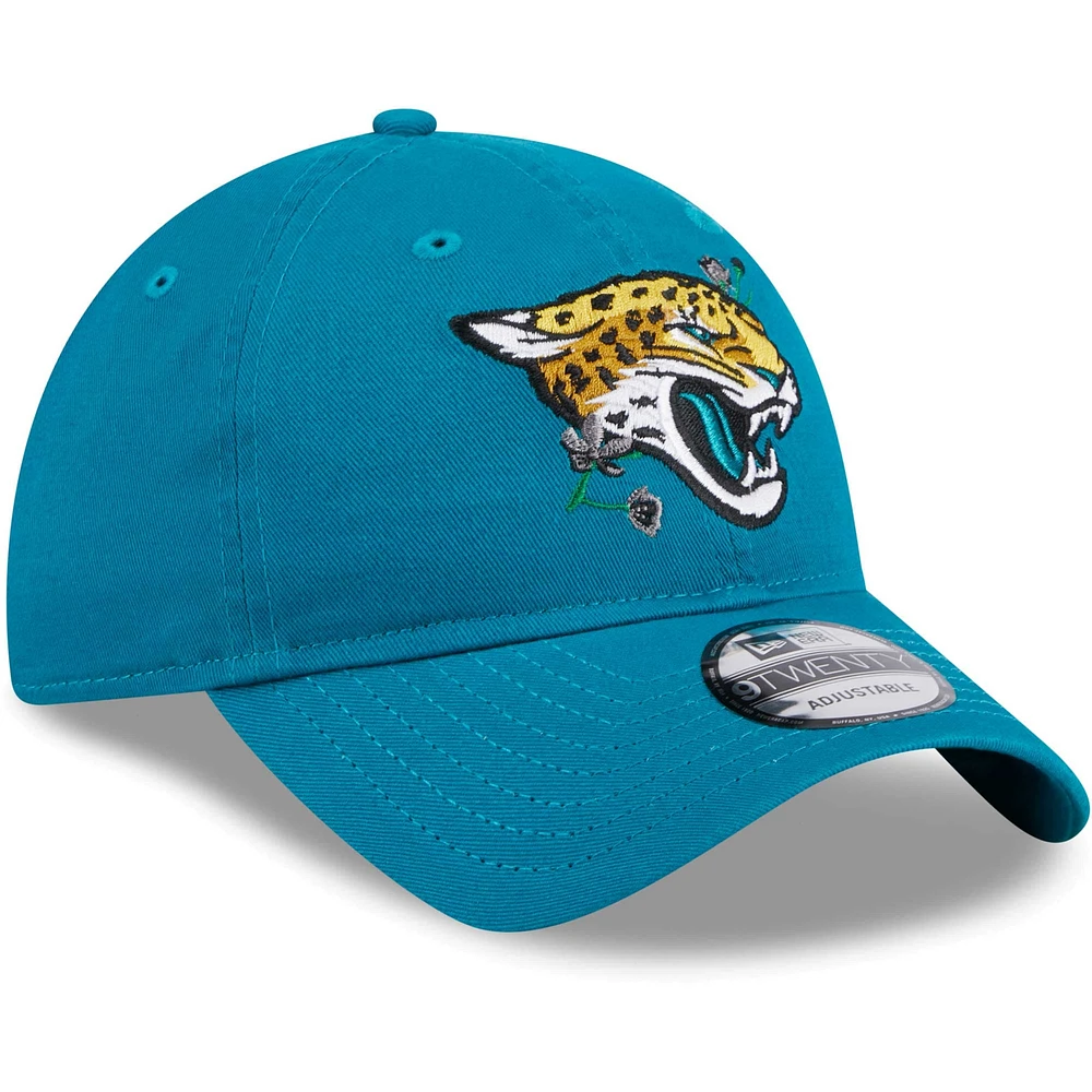 Casquette ajustable 9TWENTY Game Day Flower des Jacksonville Jaguars New Era pour femme, bleu sarcelle