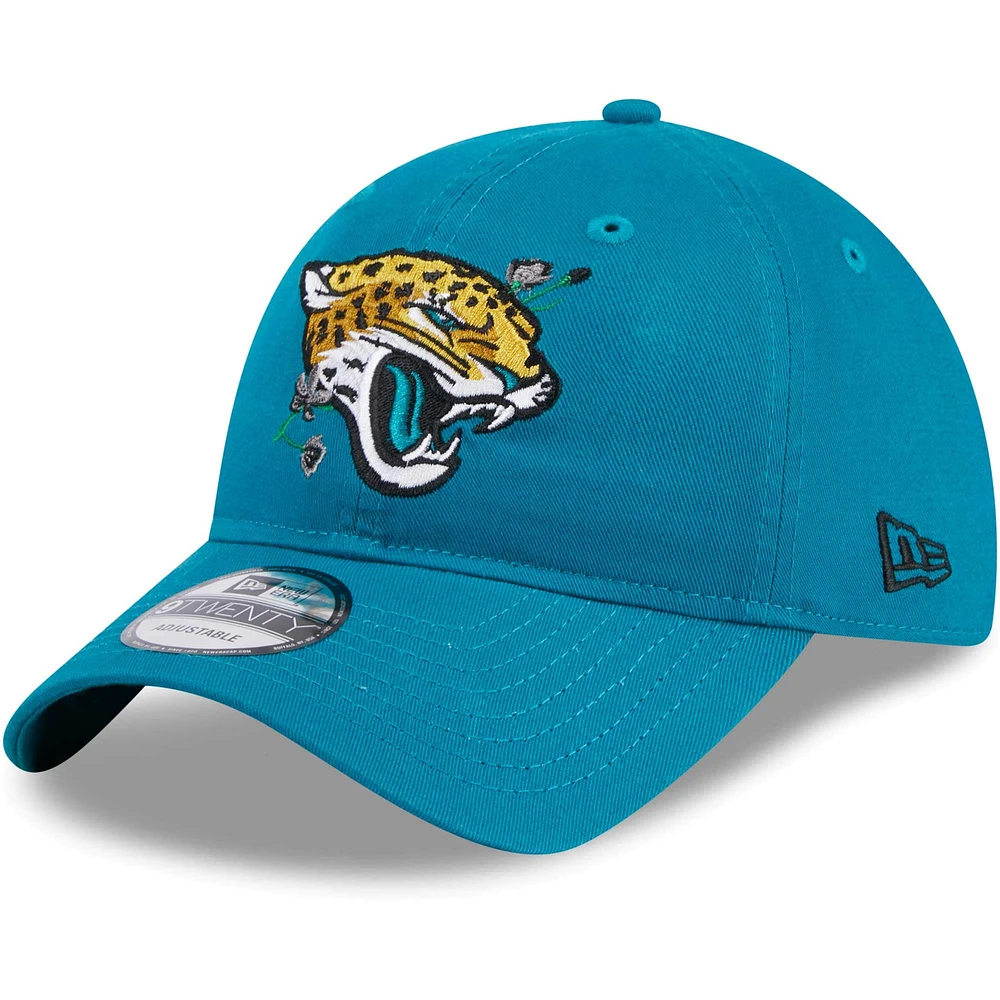 Casquette ajustable 9TWENTY Game Day Flower des Jacksonville Jaguars New Era pour femme, bleu sarcelle