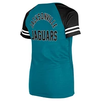 T-shirt raglan à lacets New Era pour femme, bleu sarcelle, Jacksonville Jaguars