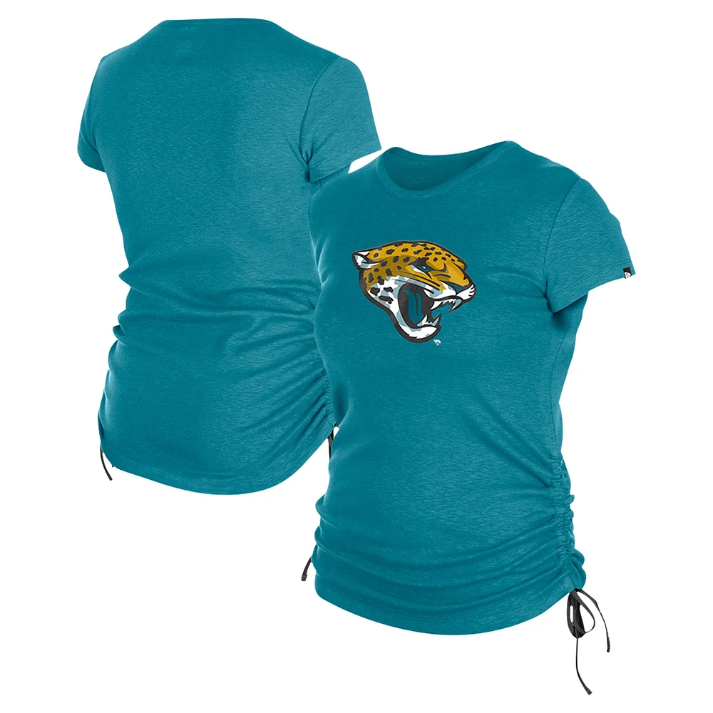 T-shirt froncé sur le côté des Jacksonville Jaguars New Era pour femme, bleu sarcelle