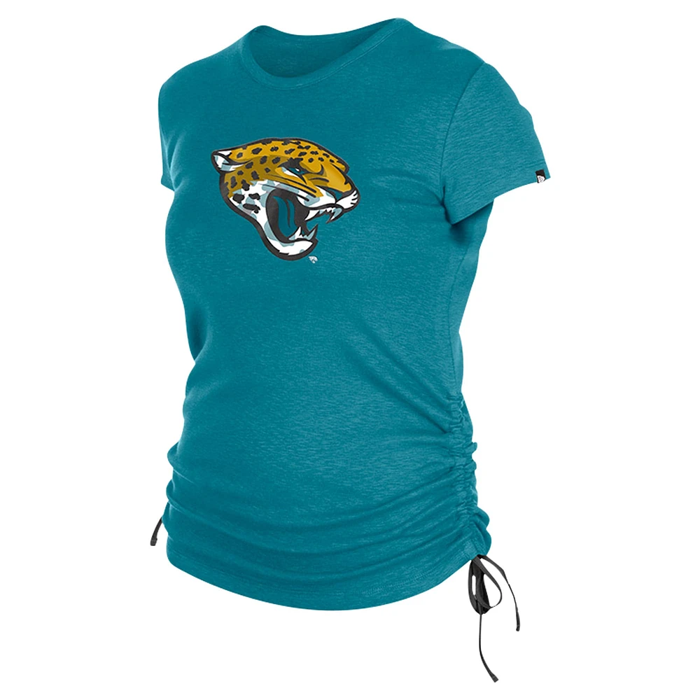 T-shirt froncé sur le côté des Jacksonville Jaguars New Era pour femme, bleu sarcelle