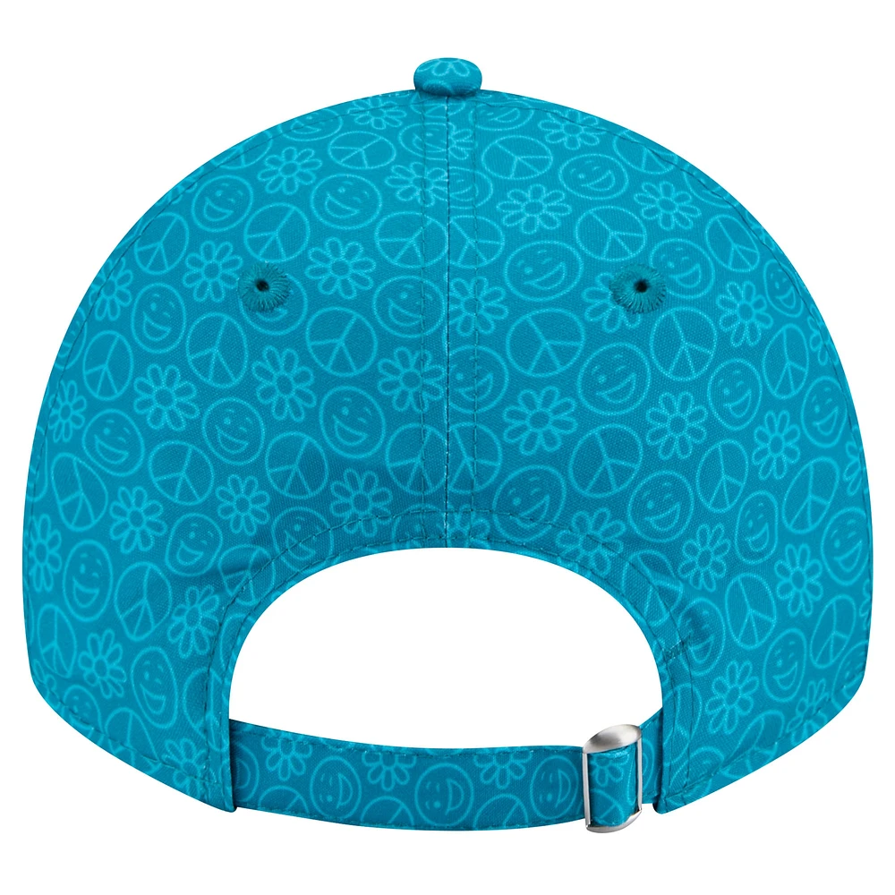 Casquette ajustable Smiley 9TWENTY des Jacksonville Jaguars New Era pour femme, bleu sarcelle