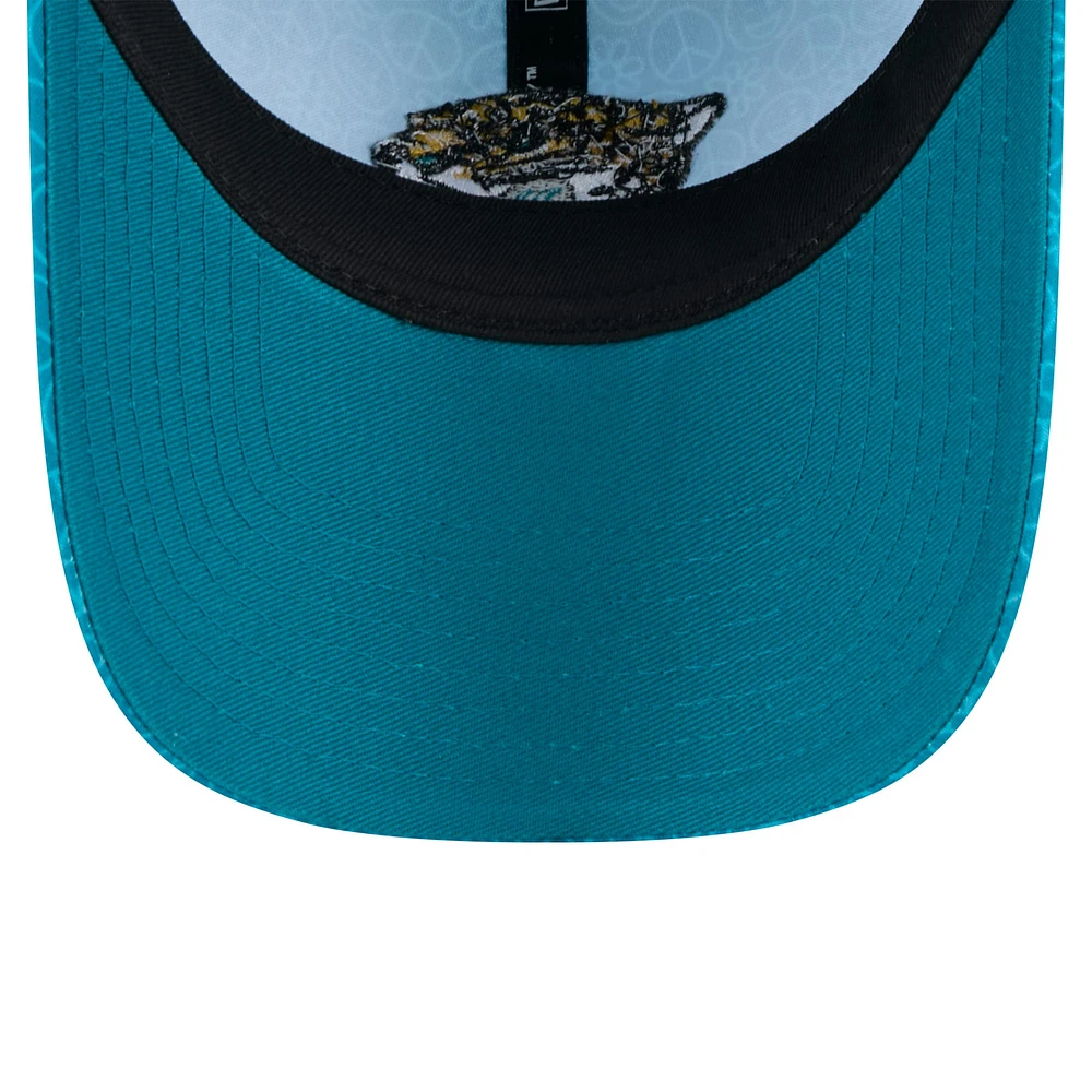 Casquette ajustable Smiley 9TWENTY des Jacksonville Jaguars New Era pour femme, bleu sarcelle