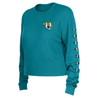 Women's New Era  Teal Jacksonville Jaguars Thermal Crop Long Sleeve T-Shirt