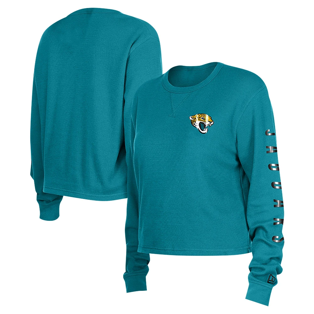 Women's New Era  Teal Jacksonville Jaguars Thermal Crop Long Sleeve T-Shirt