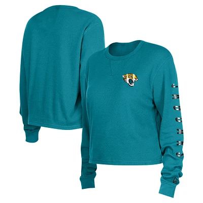 Women's New Era  Teal Jacksonville Jaguars Thermal Crop Long Sleeve T-Shirt