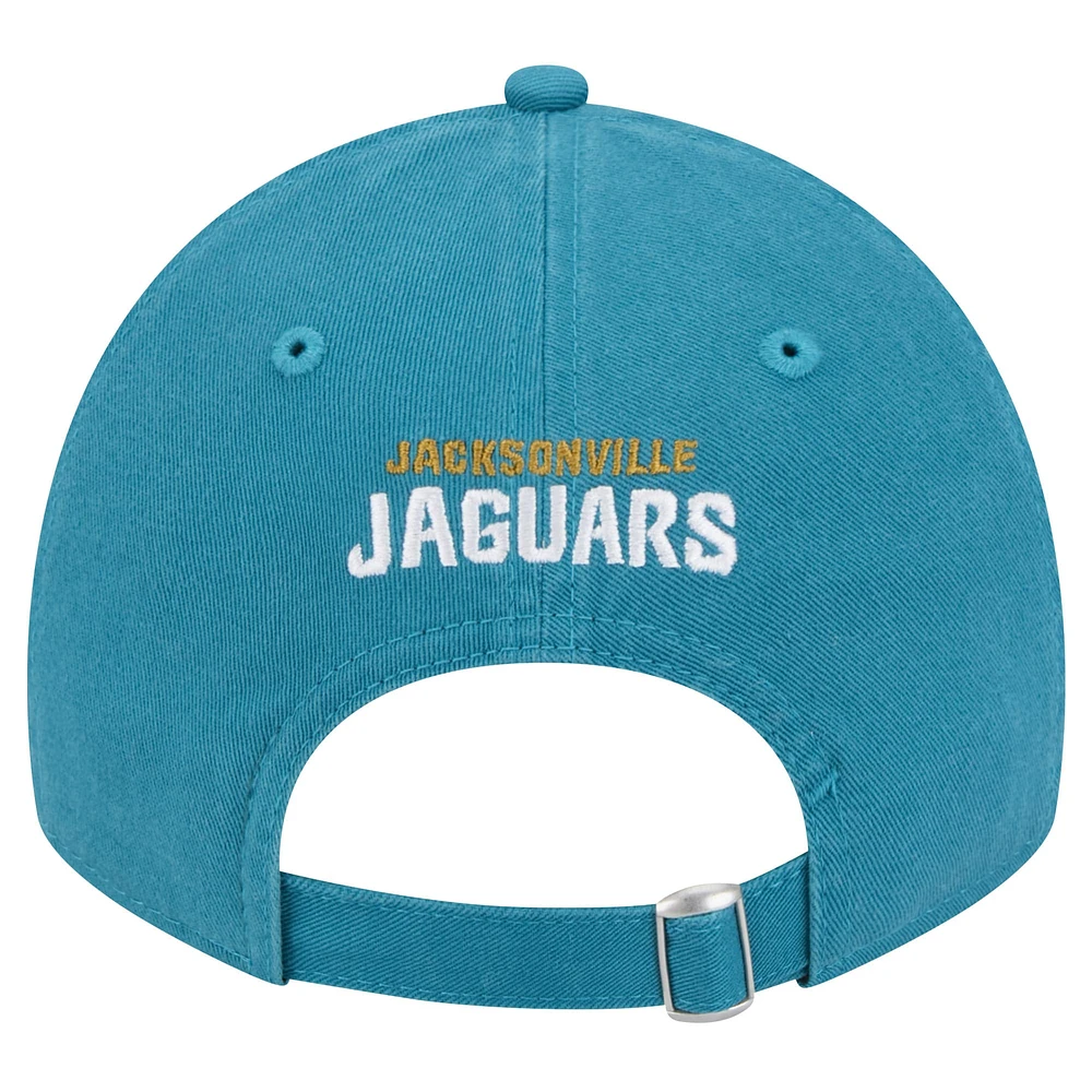 Casquette réglable New Era Jacksonville Jaguars Throwback Crawl Standard 9TWENTY bleu sarcelle pour femme