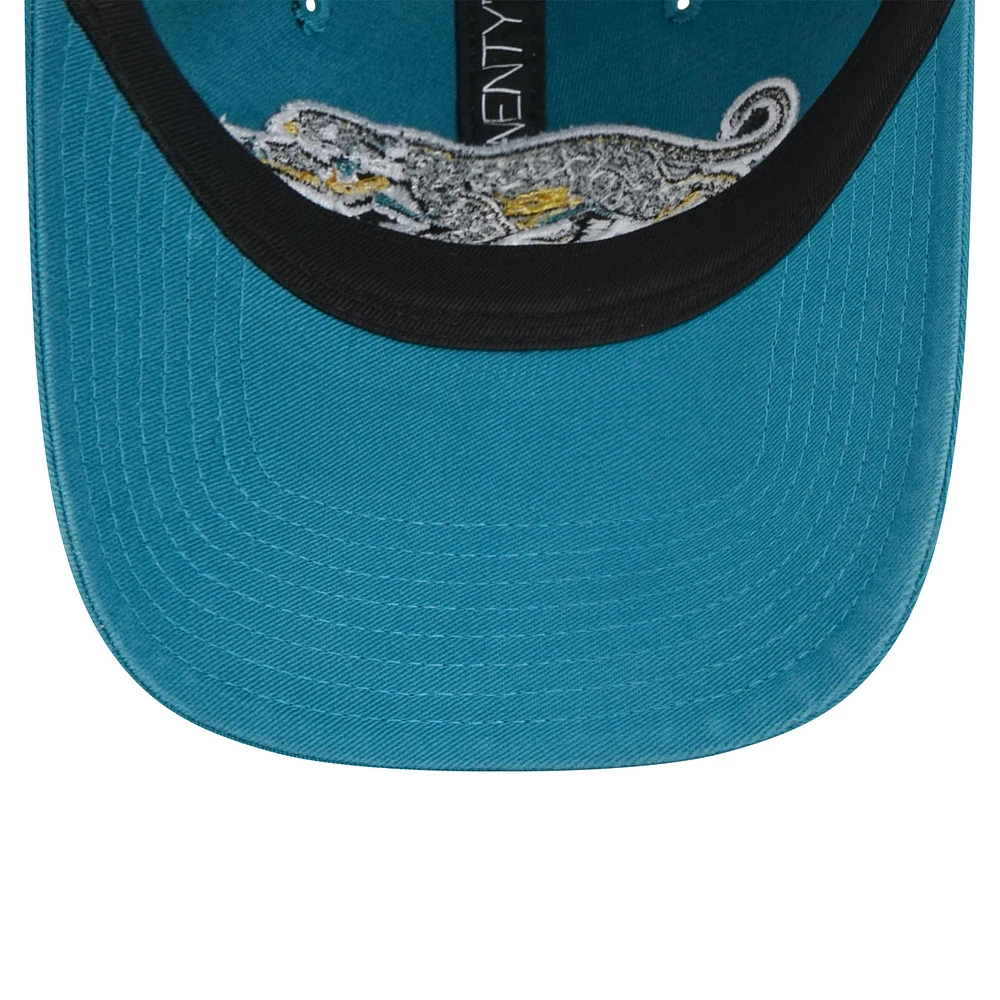 Women's New Era Teal Jacksonville Jaguars Throwback Crawl Standard 9TWENTY Adjustable Hat