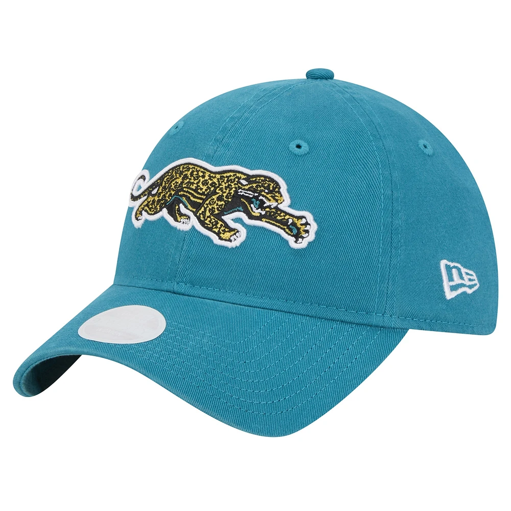 Casquette réglable New Era Jacksonville Jaguars Throwback Crawl Standard 9TWENTY bleu sarcelle pour femme