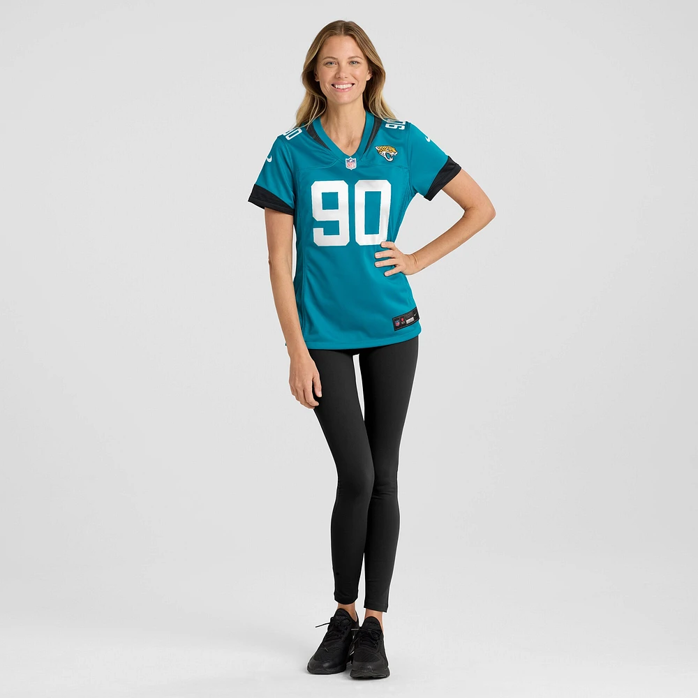 Maillot Nike Angelo Blackson pour femme, bleu sarcelle, Jacksonville Jaguars Team Game