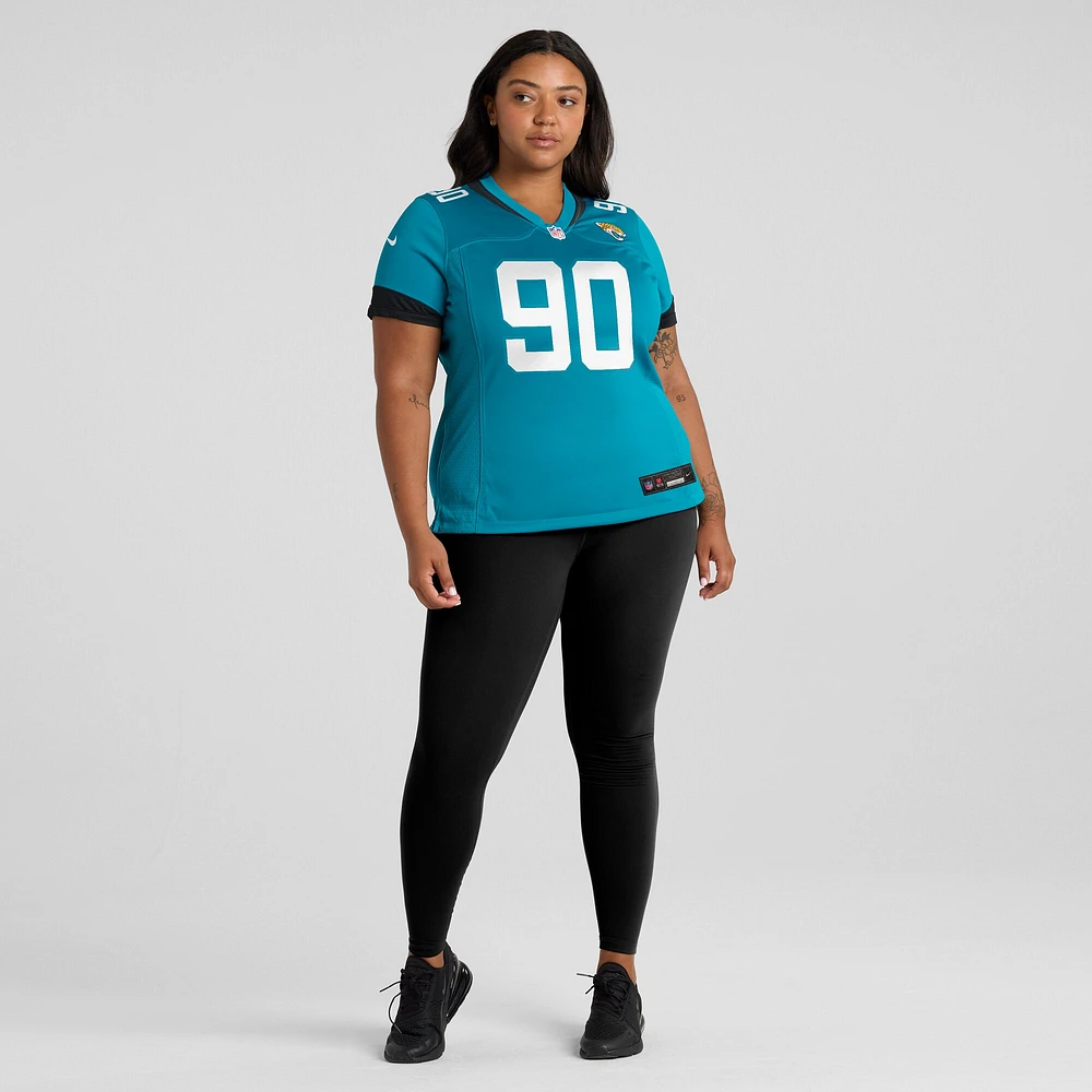 Maillot Nike Angelo Blackson pour femme, bleu sarcelle, Jacksonville Jaguars Team Game