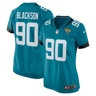 Maillot Nike Angelo Blackson pour femme, bleu sarcelle, Jacksonville Jaguars Team Game