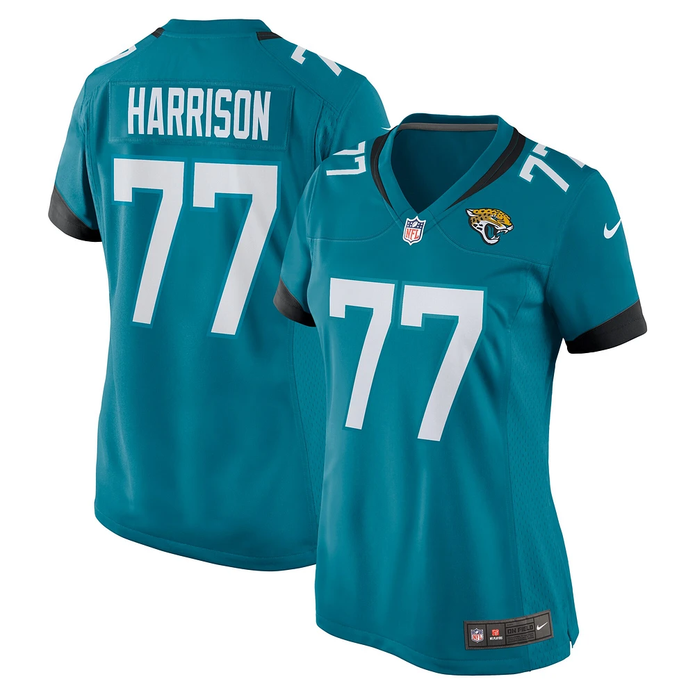 Maillot de match l'équipe Nike Anton Harrison des Jacksonville Jaguars pour femme, bleu sarcelle