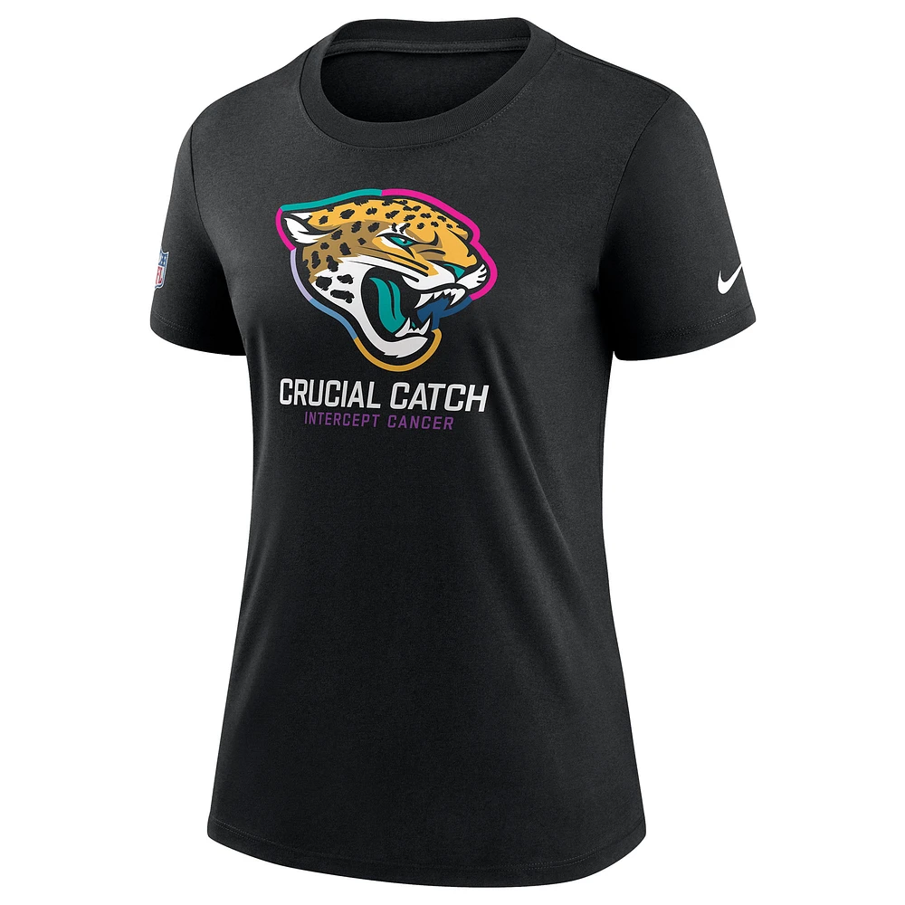 T-shirt Nike noir Jacksonville Jaguars NFL Crucial Catch Tri-Blend pour femme 2024