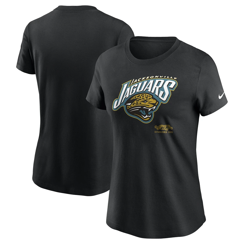 T-shirt Nike noir Jacksonville Jaguars Prowler Throwback Est. 1995 pour femme