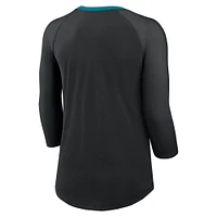 Women's Nike Black Jacksonville Jaguars Raglan 3/4 Sleeve T-Shirt