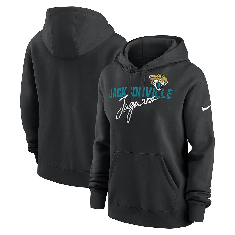 Women's Nike Black Jacksonville Jaguars Wordmark Club Fleece Pullover Hoodie