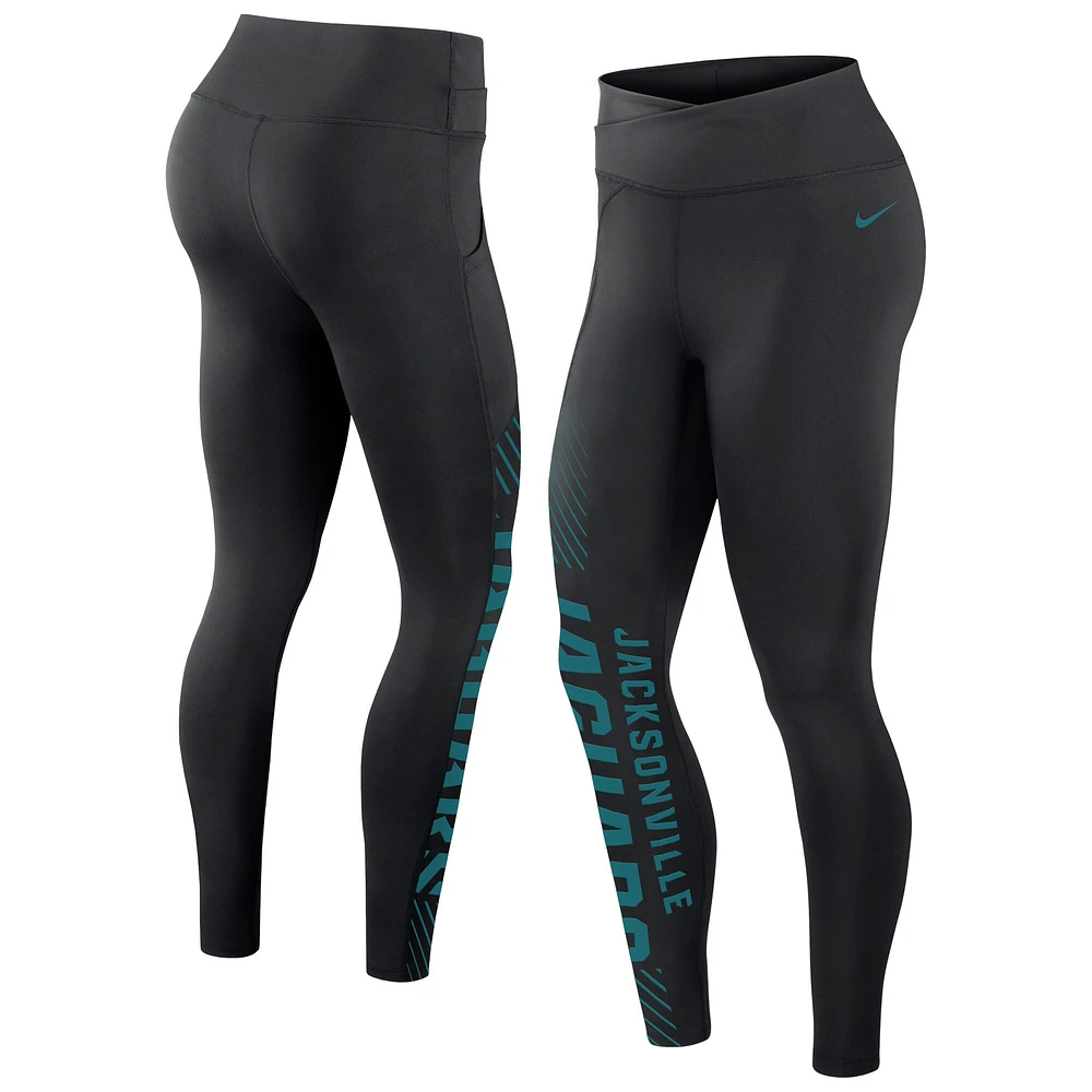 Legging croisé Nike Jacksonville Jaguars Yard Line pour femme, noir